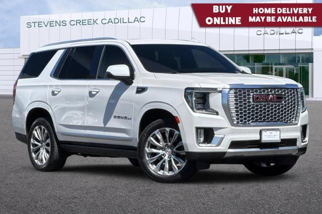 2021 GMC Yukon Denali in White Frost Tricoat — front three-quarter view